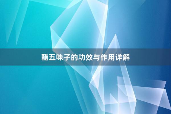 醋五味子的功效与作用详解