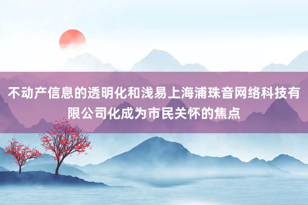 不动产信息的透明化和浅易上海浦珠音网络科技有限公司化成为市民关怀的焦点